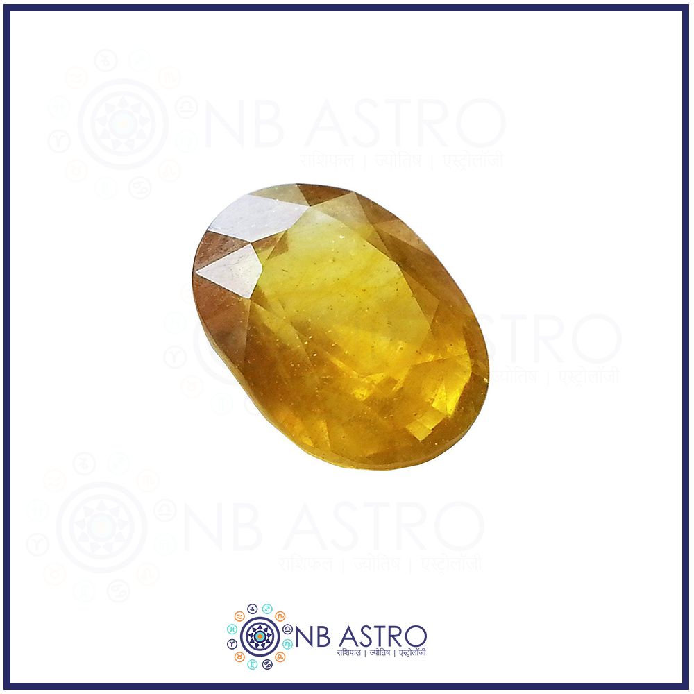 Yellow Sapphire Stone/Pukhraj- 5.25 Ratti - (FL Grade) 100% Natural, Certified and Mantra Treated